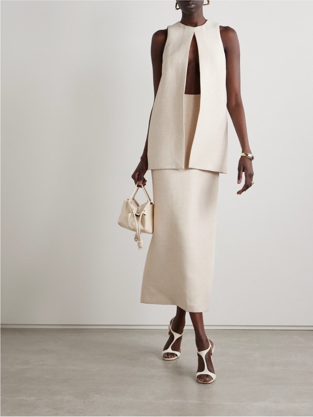 Brandon Maxwell NWT Astrid cutout layered woven midi dress